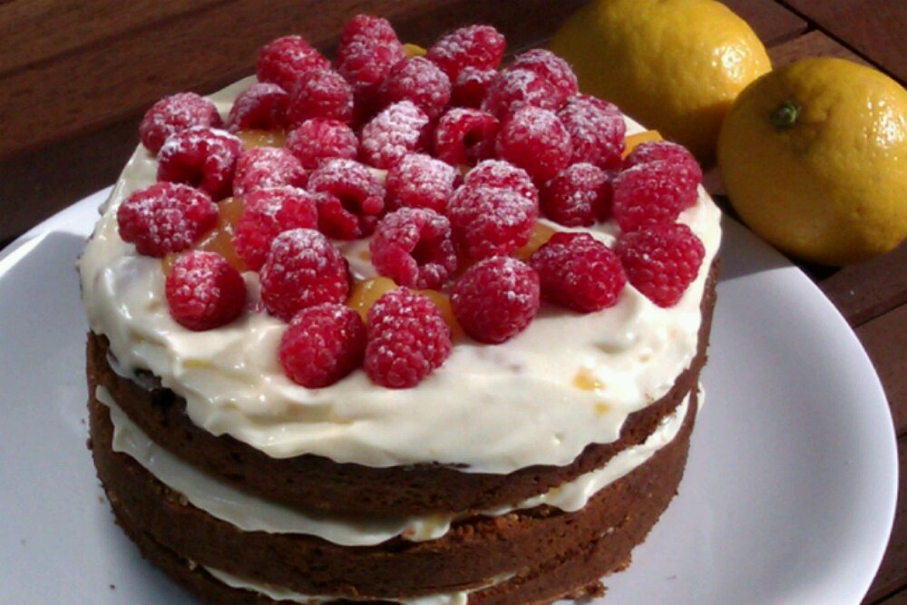Lemon and Raspberries Layer Cake